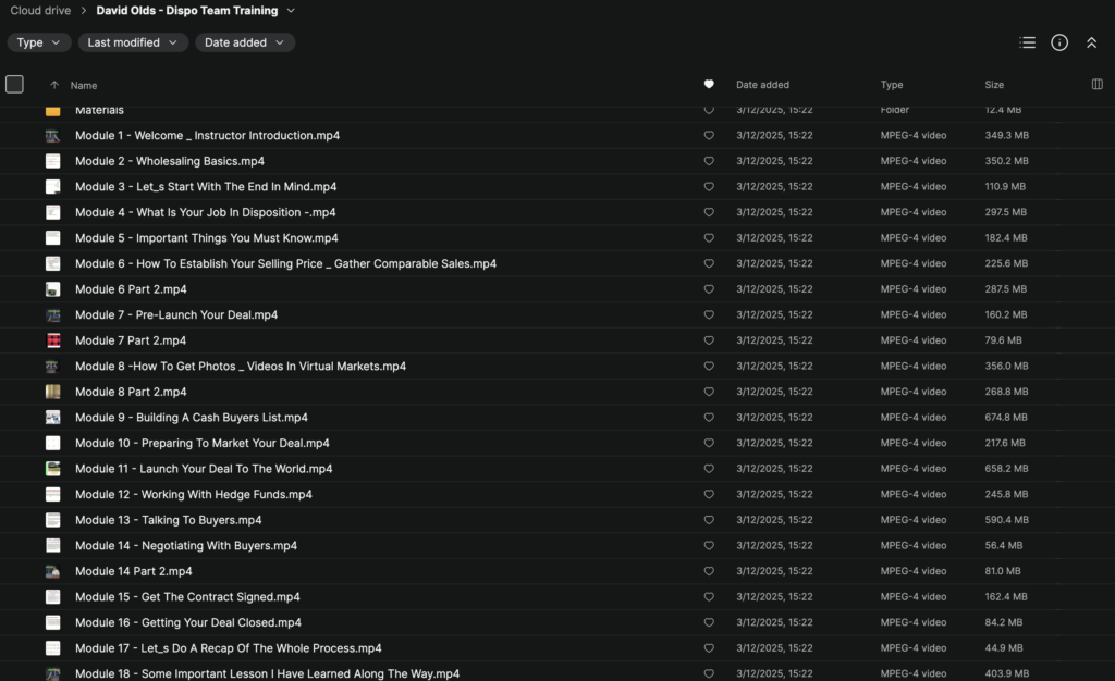 David Olds – Dispo Team Training